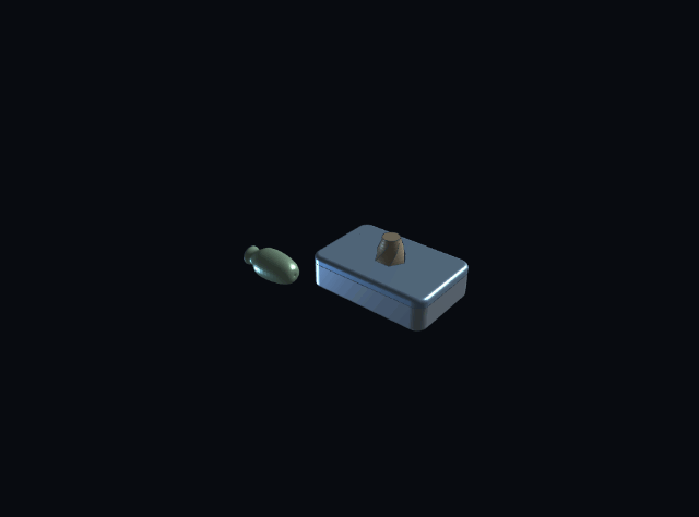 An enclosure, lid, knob and bottle made in BHX CAD, exploding apart and back together